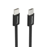 HAMA Кабел за зареждане "Fabric", USB-C - USB-C, 1 m, Nylon, черен