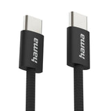 HAMA Кабел за зареждане "Fabric", USB-C - USB-C, 1 m, Nylon, черен