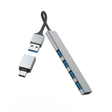 HAMA USB хъб, 4 порта, USB 3.2 Gen 1, 5 Gbit/s, ултратънък, вкл. USB-C адаптер