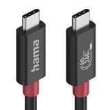 HAMA Кабел USB-C еMarker, USB 4 Gen 4, 80 Gbit/s, 1 м, 5 A, 240 W ,черен