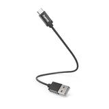 HAMA Кабел за зареждане, USB-C -USB A, 0.2м, черен