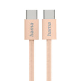 HAMA Кабел за зареждане "Fabric", USB-C - USB-C, 1 m, Nylon, оранжев