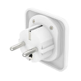Travel Adapter тип E и F, 3-пинов, универсален, от цял свят към Европа, бял