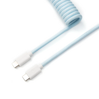 Кабел за клавиатура Keychron Coiled Aviator Straight Custom USB Cable, USB-C - USB-C, Light Blue