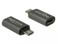 Адаптер Delock, USB 2.0, Micro-B мъжко - USB Type-C женско, Черен