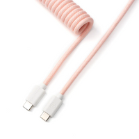 Кабел за клавиатура Keychron Coiled Aviator Straight Custom USB Cable, USB-C - USB-C Light Pink