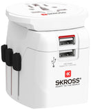Адаптер SKROSS PRO Light, 2 x USB-A, World, Бял