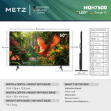 Телевизор METZ 50" 50MQH7500Z UHD 4K QLED+ Google TV, 120Hz, 126 см