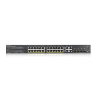 Суич ZyXEL GS-2220-28HP, 24 портов Layer2+, 24x Gigabit PoE + 4x Gigabit combo (RJ45/SFP), Управляем