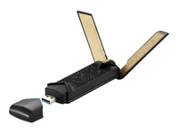 Безжичен адаптер ASUS USB-AX56U Dual Band AX1800 WiFi 6 802.11ax, USB 3.2 Gen1, Стойка, Две вградени и Две външни антени