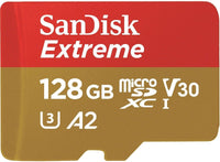 Карта памет SANDISK Extreme microSDXC, 128GB, За Dash Cameras и Drones, SD Adapter