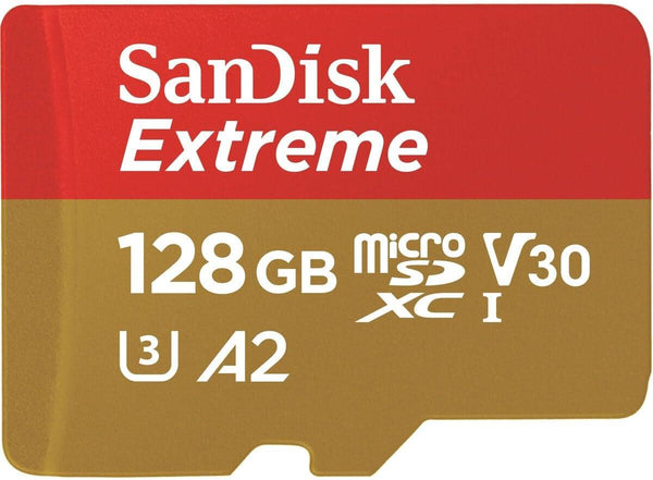 Карта памет SANDISK Extreme microSDXC, 128GB, За Dash Cameras и Drones, SD Adapter