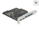 Мрежова карта Delock PCI Express x4 Card to 2 x USB Type-C™ + 3 x USB Type-A - SuperSpeed USB 10 Gbps