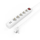 Разклонител HAMA USB 3.4A, 5 гнезда, 2x USB, 3400mA, 223183