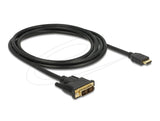 Кабел Delock HDMI мъжко - DVI-D 18+1 (Single Link )мъжко, 2м, двупосочен, black