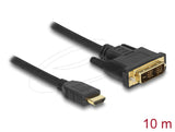 Кабел Delock HDMI мъжко - DVI-D 18+1 (Single Link )мъжко, 10м, двупосочен, black