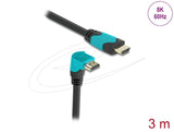 Delock Кабел HDMI, 90°, 48 Gbps 8K 60 Hz, 3 м
