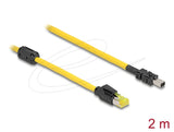Delock кабел Mini I/O 8-пинов D-образен конектор тип 2 (мъжки) към RJ45 конектор (мъжки), Cat.6, 2 m, жълт