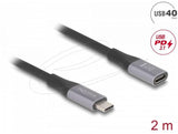 Delock Удължителен кабел USB-C, 40 Gbps, PD 240W, 2 м, сив