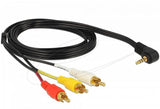 Delock Кабел стерео жак 3.5 мм 4 пинов мъжки ъглов > 3 x RCA мъжки 1.5 м