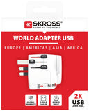 Адаптер SKROSS PRO Light, 2 x USB-A, World, Бял
