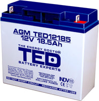 Оловна батерия TED ELECTRIC, 12V, 18.5Ah, 181/ 76/ 167 mm, AGM