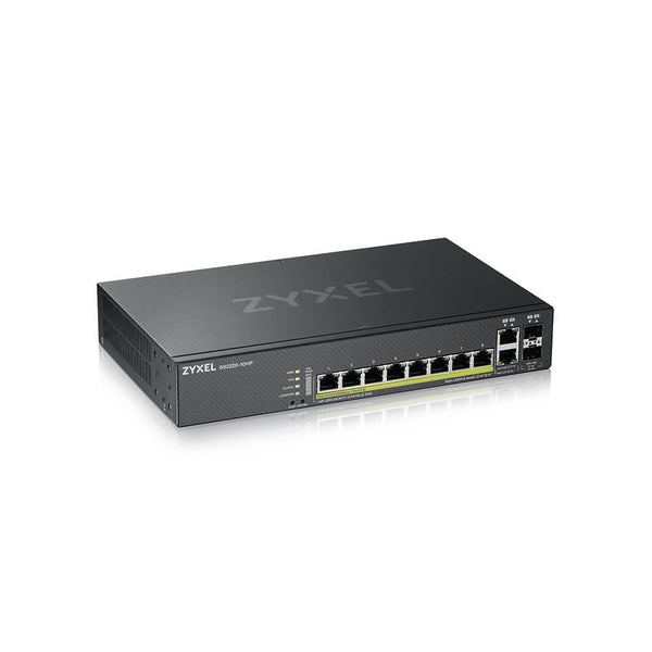 Суич ZyXEL GS-2220-10HP, 10 портов Layer2+, 8x Gigabit PoE + 2x Gigabit combo (RJ45/SFP), управляем