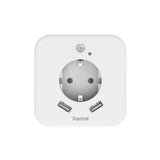 Нощна лампа с контакт HAMA, USB, 2.4 A, 2 изхода, 223498