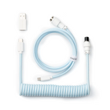 Кабел за клавиатура Keychron Coiled Aviator Straight Custom USB Cable, USB-C - USB-C, Light Blue