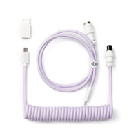 Кабел за клавиатура Keychron Coiled Aviator Straight Custom USB Cable, USB-C - USB-C, Light Purple