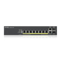 Суич ZyXEL GS-2220-10HP, 10 портов Layer2+, 8x Gigabit PoE + 2x Gigabit combo (RJ45/SFP), управляем