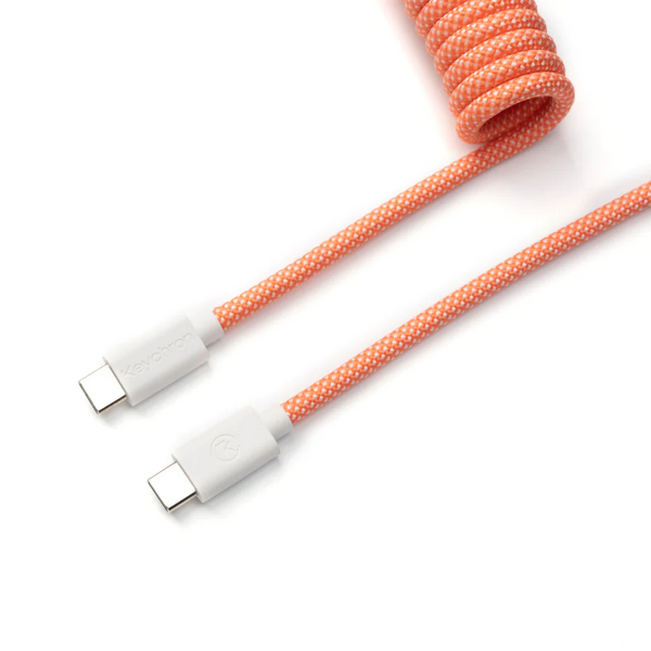 Кабел за клавиатура Keychron Coiled Aviator Straight Custom USB Cable, USB-C - USB-C  Pink Orange