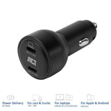 ACT Бързо зарядно за кола 95W 2x USB-C, PD, GAN, 12-24V