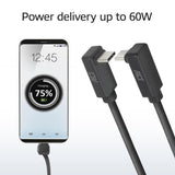 ACT Кабел USB-C 10Gbps, 60W, 1м, конектори на 90° up/down angled