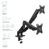 ACT Стойка за 2 бр. монитора за бюро AC8314, Регулируема, 17" - 34", 9 кг, газова пружина