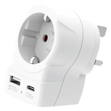 Skross универсален адаптер Europe to UK + 1 x USB  A/C порт, 20W 1500283E