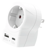 Skross универсален адаптер Europe to USA+1xUSB A/C, 20W , 1500284E