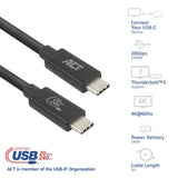ACT Кабел USB-C - USB-C, 2 м / USB4, 20Gbps, 240W, сертифициран USB-IF
