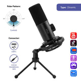 Настолен микрофон FIFINE K658 Dynamic RGB - Black