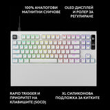 Геймърска механична клавиатура Logitech G Pro X2 RAPID TKL, Magnetic Analog Linear Switch - Бял