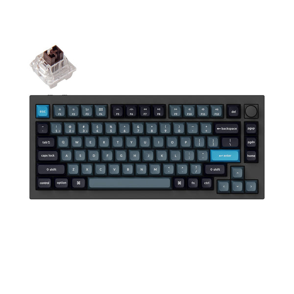 Геймърска Механична клавиатура Keychron Q1 Pro Black-Blue QMK TKL K Pro Brown Switch RGB LED PBT