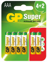 Алкална батерия GP SUPER LR03 AAA / 4+2 бр. в опаковка 1.5V