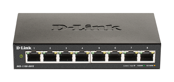 Суич D-Link DGS-1100-08V2, 8 портов 10/100/1000 Gigabit Smart Switch, управляем,