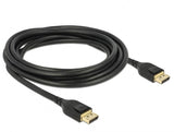 Кабел Delock 85661, DisplayPort мъжко - DisplayPort мъжко, 3.0м, 8K 60 Hz, Черен