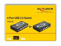 Превключвател Delock 87634, Ръчен, 4 x USB 2.0 порта, Черен