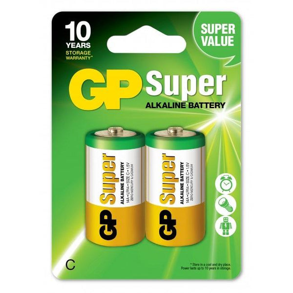 Алкална батерия GP SUPER LR14, 2 бр. в опаковка, 1.5V