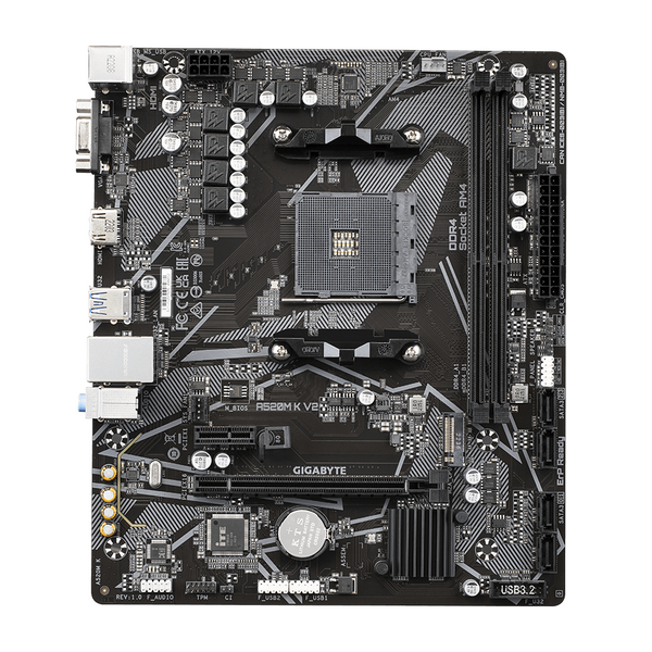 Дънна платка GIGABYTE A520M K V2, Socket AM4, mATX, 2xDDR4, M.2 NVMe