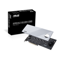 Карта ASUS Hyper M.2 x16 Gen 4 Card (PCIe 4.0/3.0) supports four NVMe M.2 (2242/2260/2280/22110) devices up to 256 Gbps