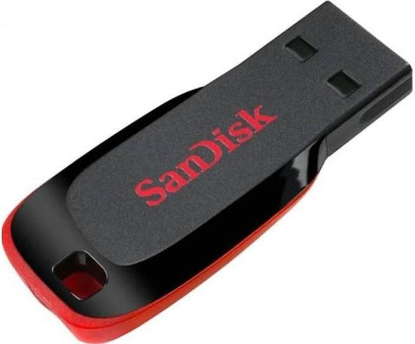 SanDisk Cruzer Blade USB Memory, 64GB, USB 2.0, Black-Red