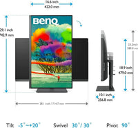 Монитор BenQ PD3205U, 31.5", HDR IPS, 3840x2160 4K, HDMI, DisplayPort, Thunderbolt 3, USB 3.1 Hub, Черен